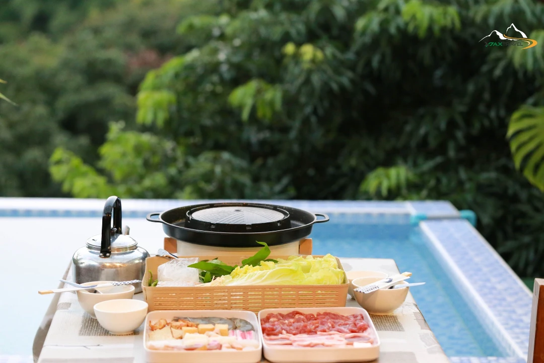 XAPX Travel-The Hmong Homestay-Chiangmai-Food- โฮมสเตย์ แม่ริม เชียงใหม่ อาหาร หมูกระทะ เครื่องดื่ม Thai barbecue (Moo Kata) dinner at The Hmong Homestay Chiang Mai